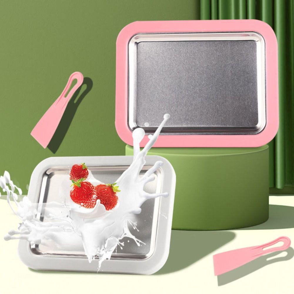 with Shovel Ice Cream Roll Maker 304 Stainless Steel Cold Yogurt Plate Sorbet Maker  Refrigerator