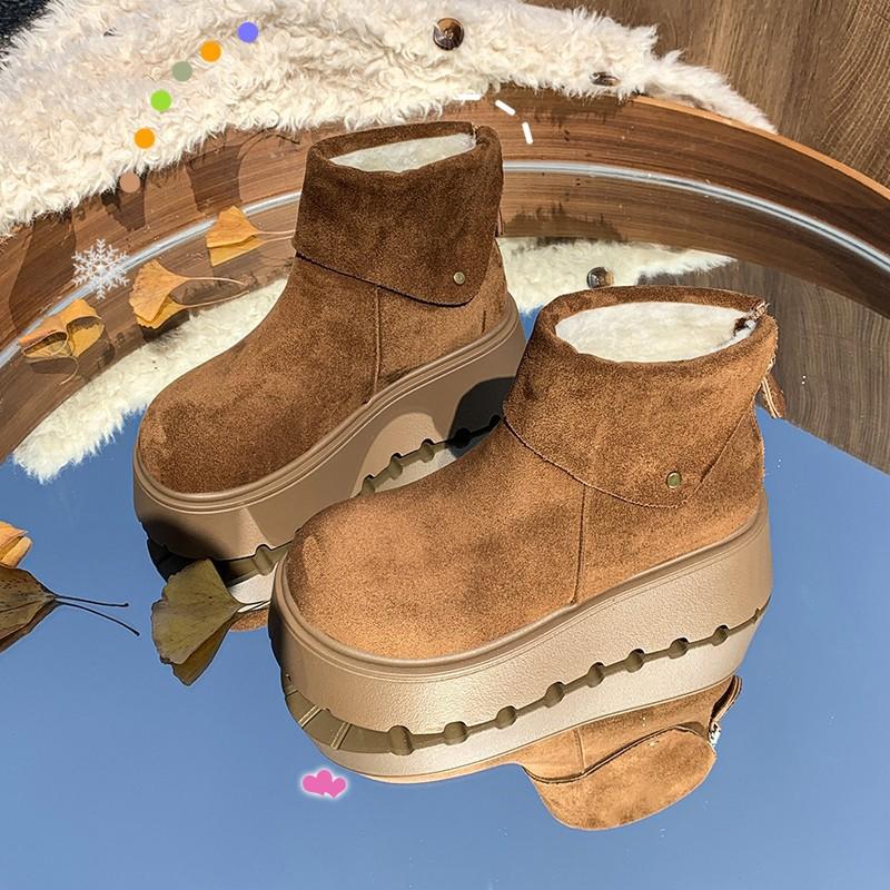 Thick-soled Versatile Rear Zipper Snow Boots 2025 Autumn and Winter New Waterproof Table Piled Thickened Matte Warm Short Boots