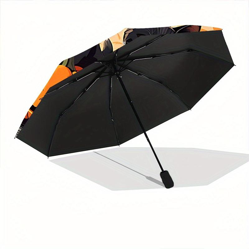 1pc Halloween Night Black Cats Automatic Folding Umbrella - 3 Folding Design, Vivid Cartoon Pattern, Suitable for Outdoor Activities, A Gift for