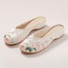 Bihai 2024 Satin Embroidered Low-Heel Slippers - Elegant Soft-Sole Wedding Shoes for Women, Perfect with Cheongsam.