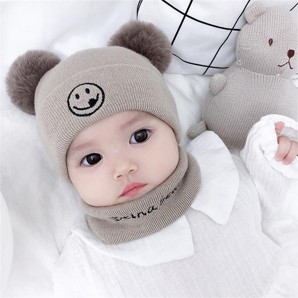 Children's Knit Hat Warm Scarf Wool Hat Two-piece