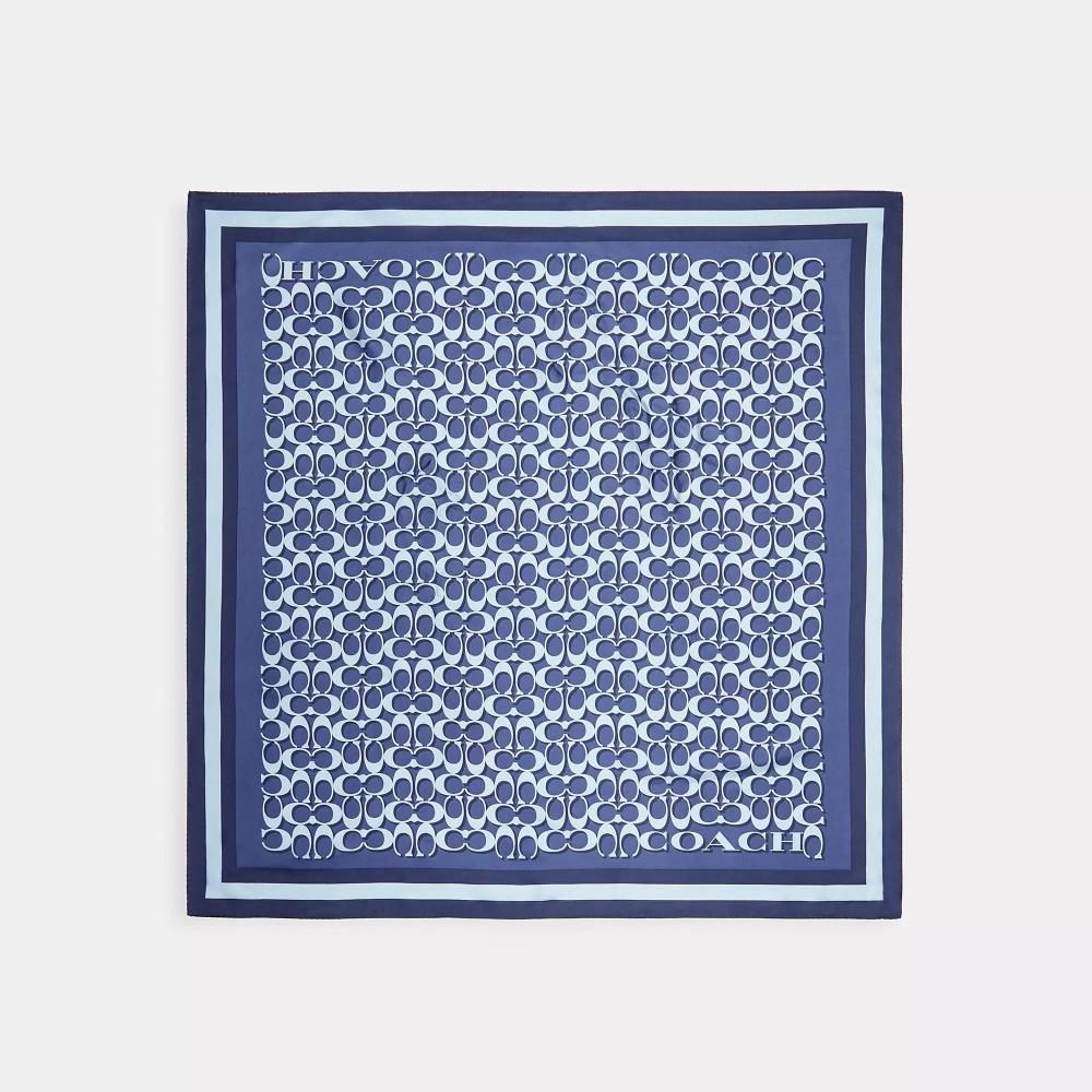 

Coach Signature Print Silk Square Scarf True Navy One Size