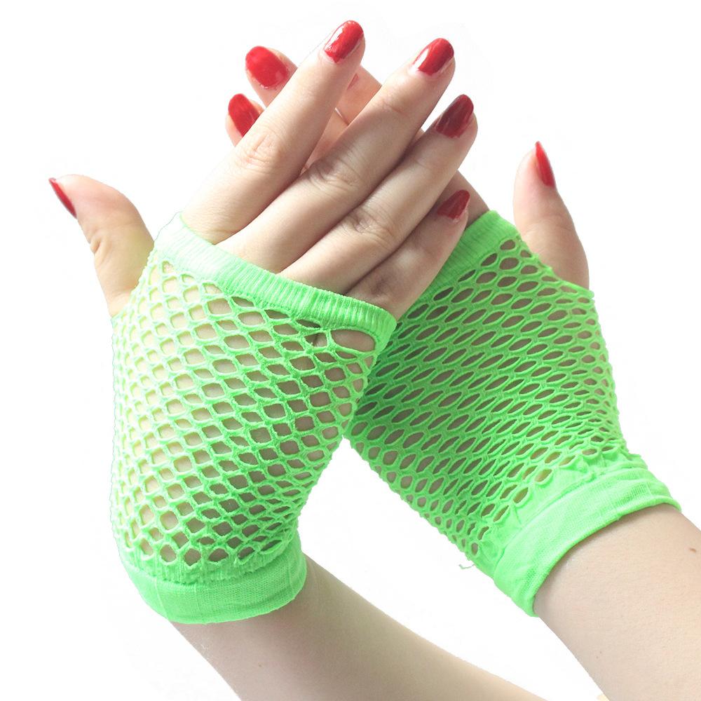 Short Fishnet Gloves Nightclub Multi-color Sexy Elastic Gloves Punk Mesh Gloves Hollow Fingerless Gloves