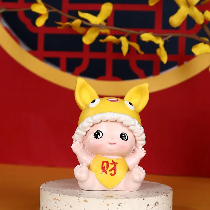 Caitu Baby Mascot Creative Resin Crafts Decorative Ornaments New Year Gift Opening Home Gift