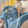 High Quality Solid Flannel Sofa Throw Blanket Lightweight Soft Plush Travel Blanket for Airplane Non-Shedding Office Nap Blanket