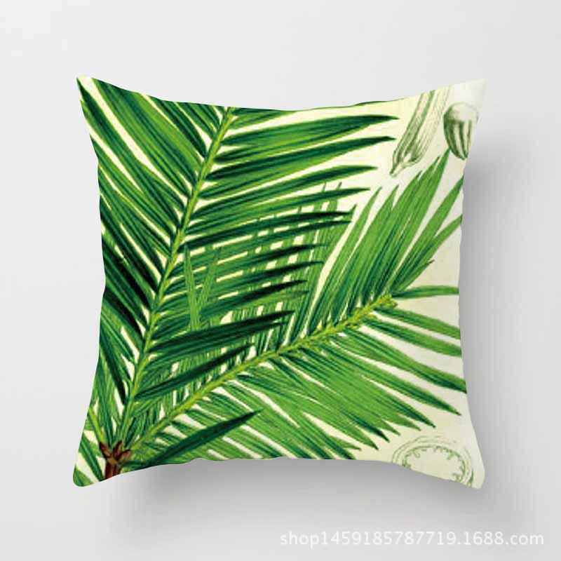 Fashion Tropical Plant Polyester Pillow Case Office Fabric Sofa Cushion Cover Home Polyester Pillow Case