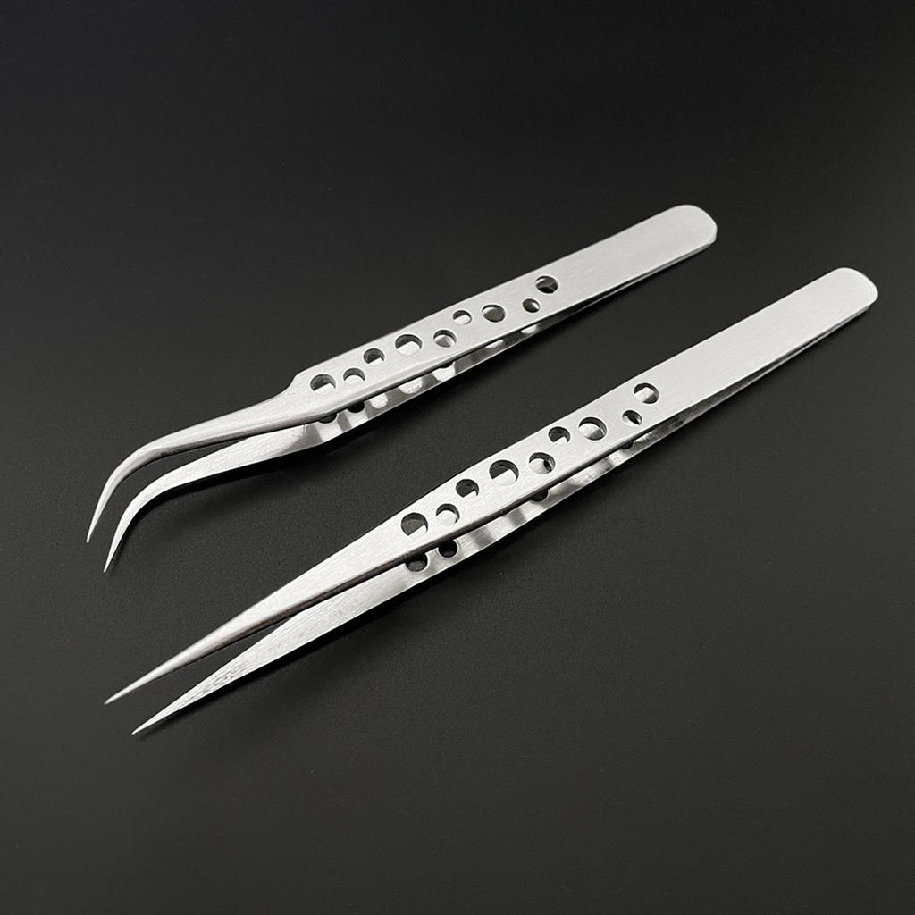 Electronics Industrial Tweezers Precision Curved Straight Tip Stainless Anti-static Forceps Phone Repair Hand Tool