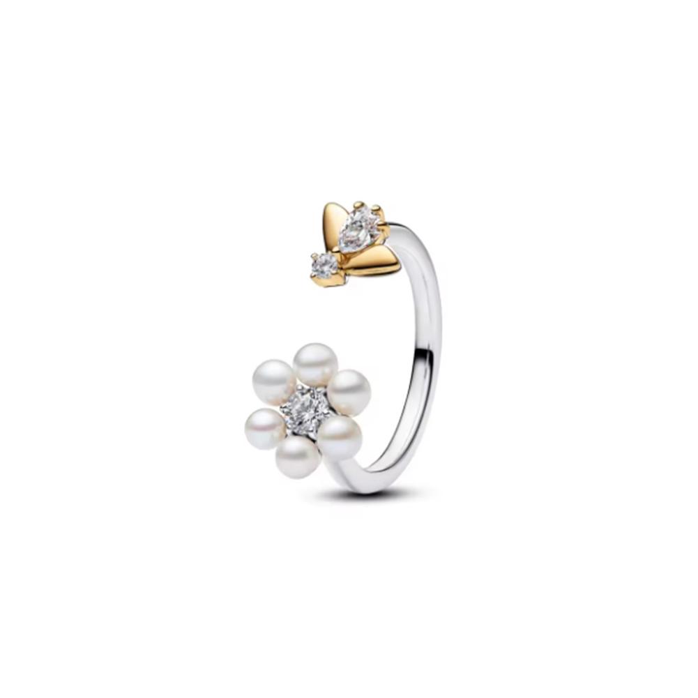 New 925 Silver Plant Bee Flower Women's Ring Suitable for Wedding Parties Wear DIY High Quality Jewelry Gifts