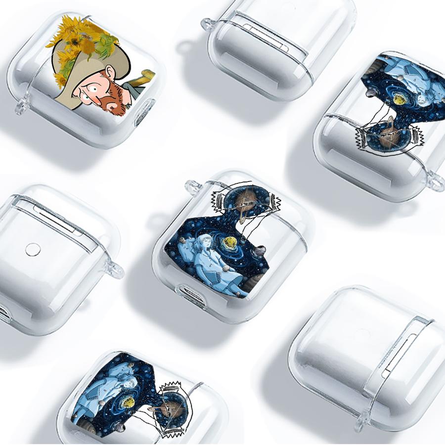 Clear Earphone Cases Cover Case For Airpods 3 4 Pro3 Pro2 Pro 1 2 Van Gogh Creative Design