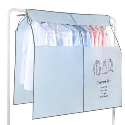 OTraki Clothes Rack 90cm Wide X 110cm Oxford Mothproof Clothes Cover with Transparent Clothes Hanger Velcro High Closet Dust Fixing Old Blue Cover,