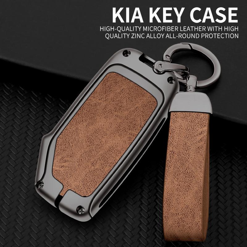 Capa de couro de liga de zinco para chave de carro para Kia Sportage Ceed Sorento Cerato Forte KX3 K5 2017-2020 Proteção de peças automotivas Shell