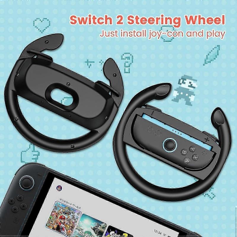 Switch Racing Wheel for JoyCon Controllers - Enhances Mario Kart Experience with Realistic Feel