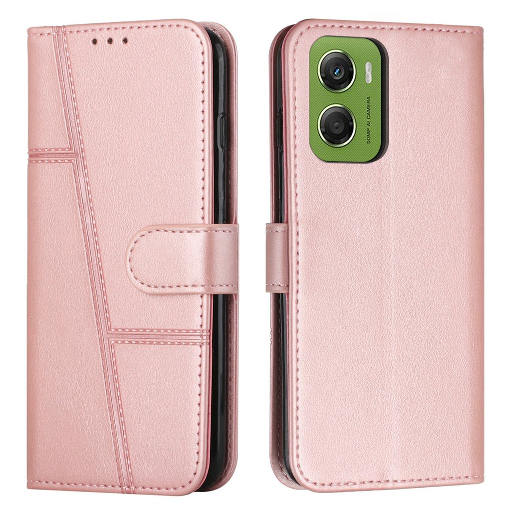 For Motorola Moto G06 4G/G06 Power 4G Leather Phone Case Foldable Stand Wallet Flip Cover with Strap