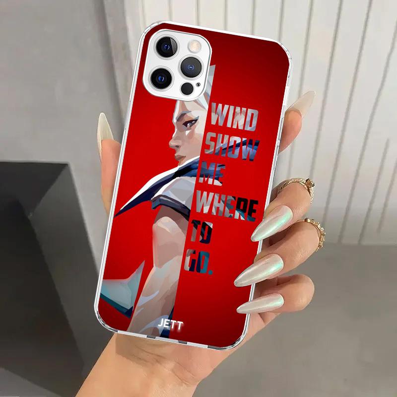 Valorant Jett Handyhülle für iPhone 17 Air 16 15 Plus 14 13 Mini 12 11 Pro Max 16E 7 8 SE 2020 Weiche Funda Druckschale 16 15 14 1