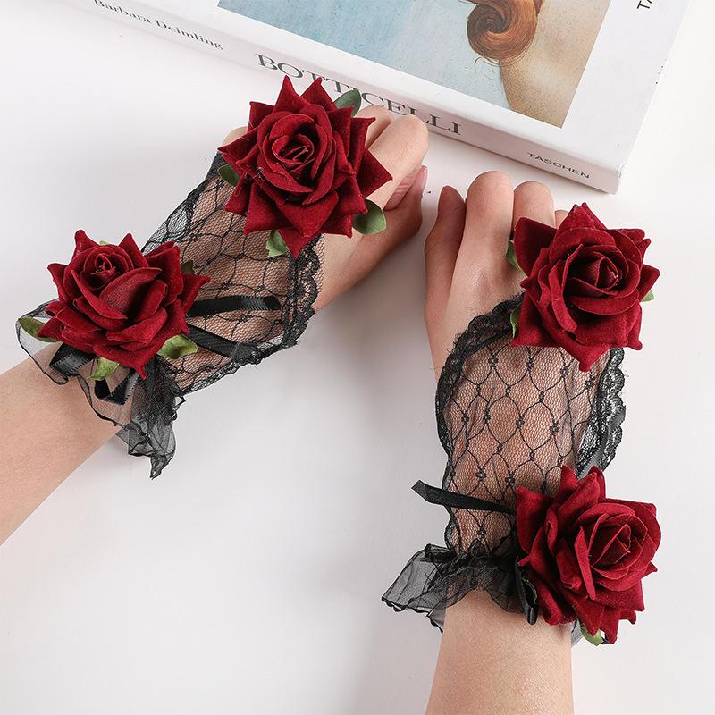 Gloves Harajuku Style Dark Lolita Girl Lace Gloves Lace Mesh Transparent Thin Photo Props