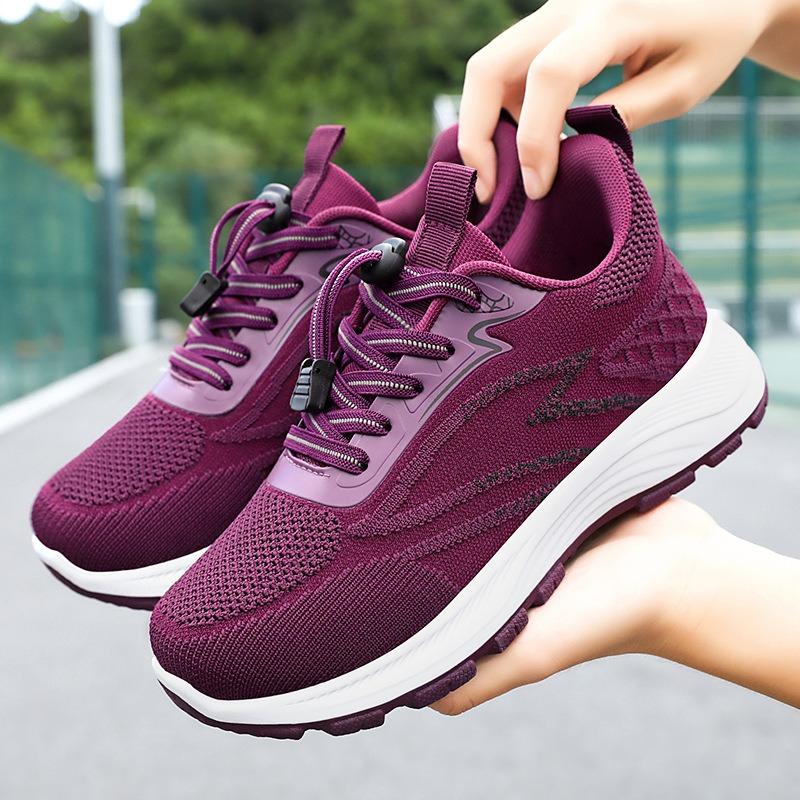 Mom shoes autumn cotton mouth walking shoes flying woven breathable casual shoes a women's shoes lightweight and comfortable mesh shoes