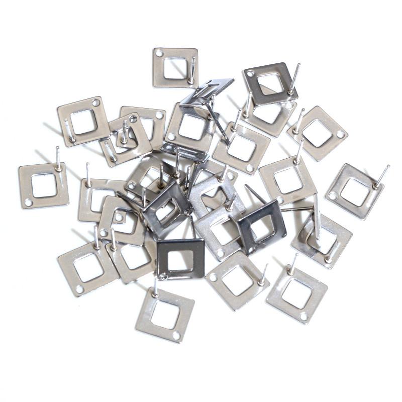 20pcs 10mm Square 316 Stainless Steel Gold Plated Pin Findings Stud Earring With Hole Connector For DIY Jewelry Making Supplies