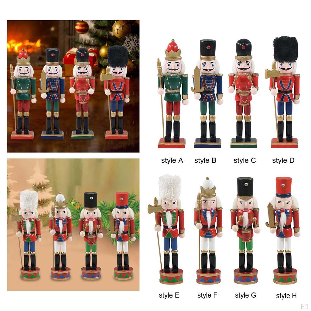 4 Pieces Christmas Nutcracker Figures Decor Doll Ornament Soldier for Farmhouse