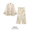 2025 Spring Women's Floral Long Sleeve Shirt & Pants Set - European & American Style