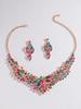 European & American Bridal Crystal Flower Necklace and Earrings Jewelry Set