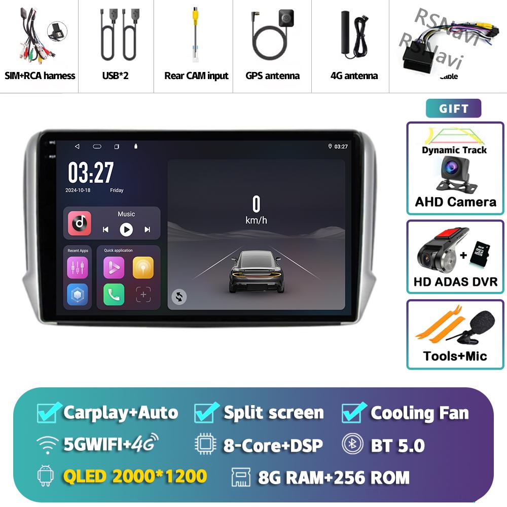 Android 14 Carplay Car Radio For Peugeot 2008 2013 - 2020 Multimedia Video Player Navigation GPS Stereo 360 Camera Head Unit DSP