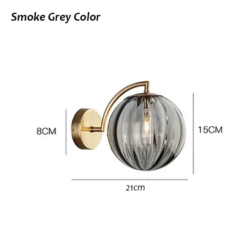 

Современный настенный светильник E14 Nordic Water Grain Glass Ball Подвесной светильник для коридора отеля Лестница Декор комнаты Светодиодное освещение входа Without bulb серый