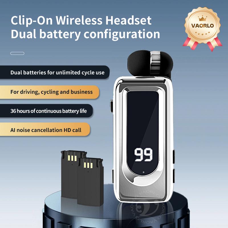 D70Pro Lavalier Business Bluetooth 5.4 Earphones Talk/Music Time 36 Hours LED Digital Display With Mic Noice Cancelling Headset