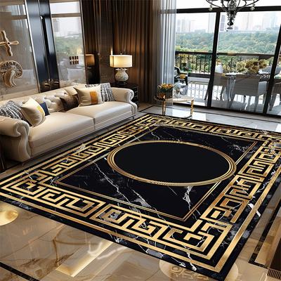 Tappeto da Soggiorno Stile Lusso Nero Tappeti Lavabili ad Area Grande per Camera da Letto Antiscivolo Decorazione Tappetini per Casa per Salotto Facile da Pulire