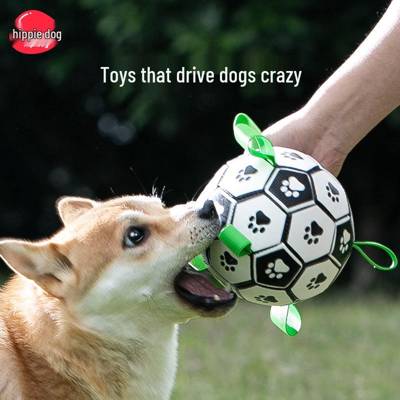 Interactive Rubber Football Toy for Dog Training - Chew-Resistant for Border Collies, Corgis, Small & Large Breeds