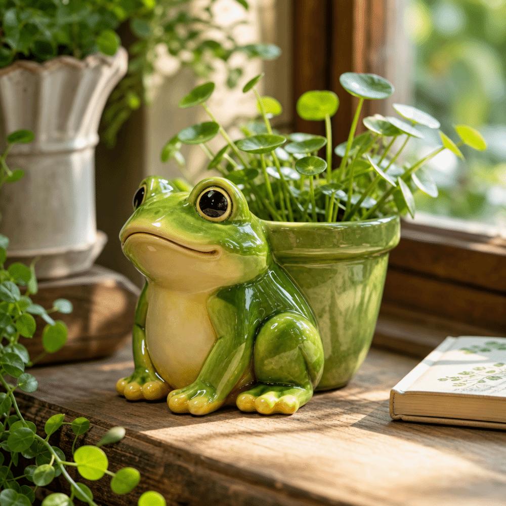 Cute Animal Resin Potted Sculpture Thickened Garden Decor Frog Planter Funny Pencil Holder Succulent Pot Desktop Display