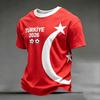 Men's Casual Crew Neck Short Sleeve Pullover T-Shirt Football Fan Top World Cup Inspired Graphic Print Turkey Design