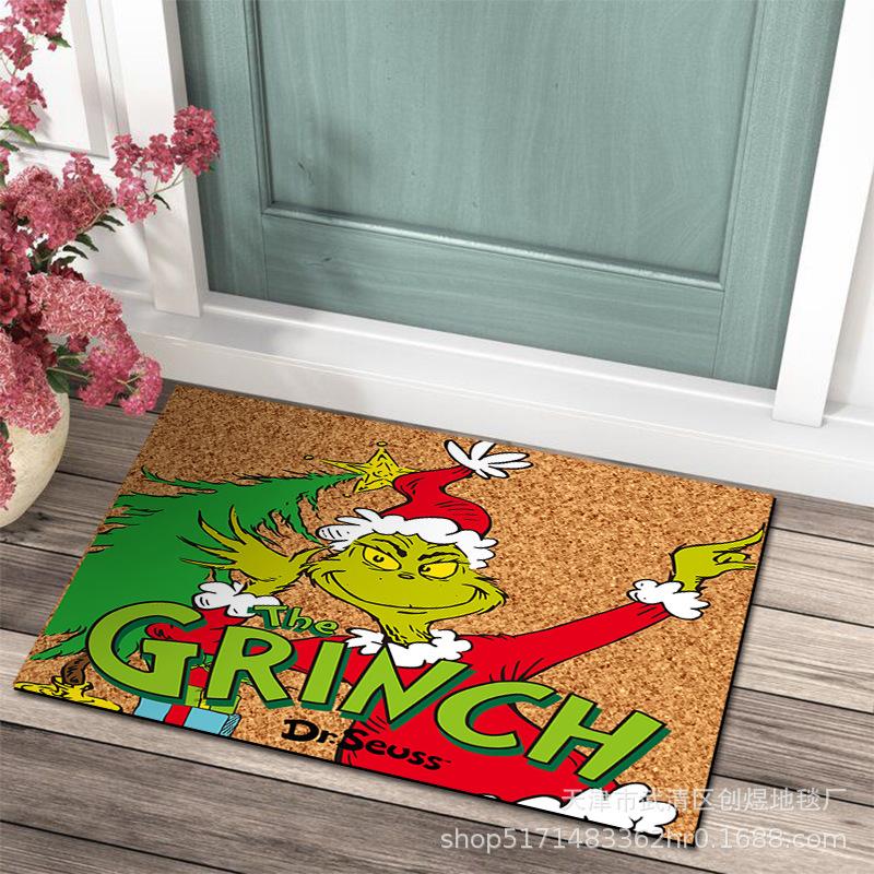 Grinch Floor Mat, Christmas Carpet, Holiday Door Mat, Green Clown Floor Mat.