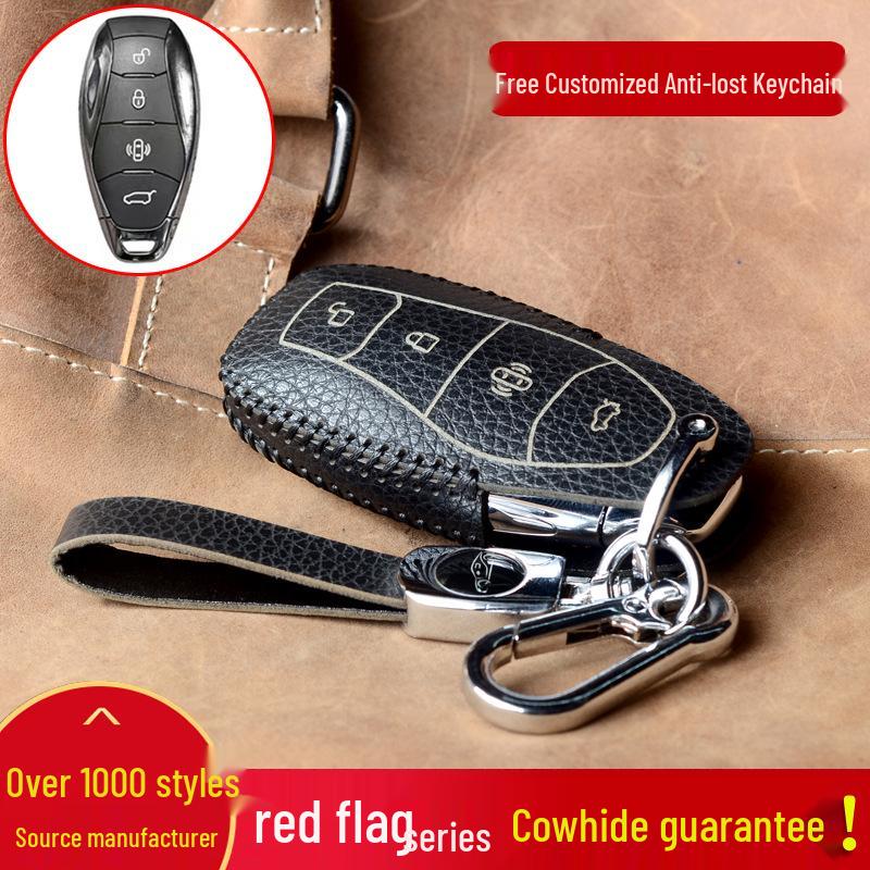 Premium Handmade Leather Key Case for Hongqi H5, 2023 H6, HS3, HS5, HS7, H9 - Women's Edition