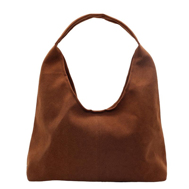 Geantă de umăr simplă pentru femei, geantă de mână din piele de căprioară, vintage, de mare capacitate, tip galetă