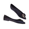 Spring new versatile flat shoes women's soft sole shallow mouth pointed single shoes soft leather four seasons ladyshoes black work shoes