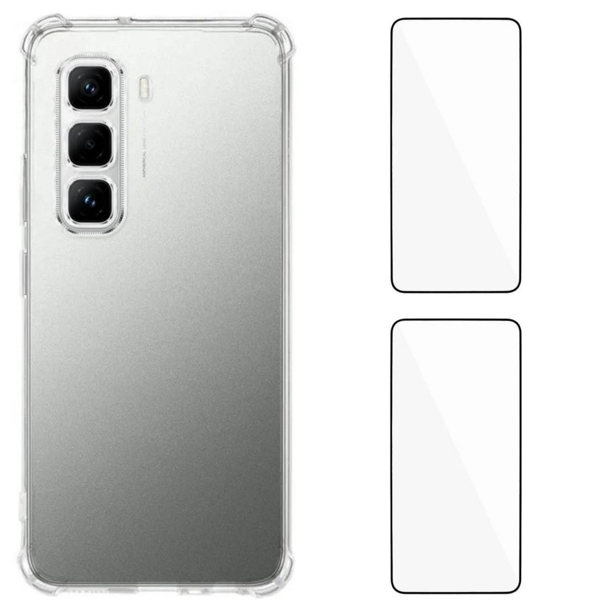 

Для Infinix Hot 50 Pro+ 4G TPU чехол WANLONFENG WL3 Series 1.5мм чехол для телефона с 2 шт. защитных стекол Transparent