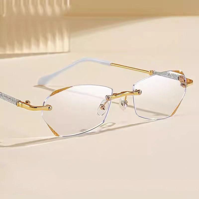 Randlose Lesebrille Herren Damen Blaulichtfilter Metallrahmen Brille Anti-Ermüdungs-Brille mit +1.5 +2.0 +2.5 +3.0 +3.5