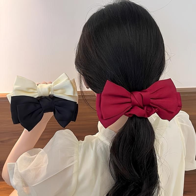 1 Stück Französisches Schleifen-Scrunchie Elastisches Haargummi mit Band Flattern Luxuriöses Strukturiertes Accessoire für den Täglichen Gebrauch Haarschmuck