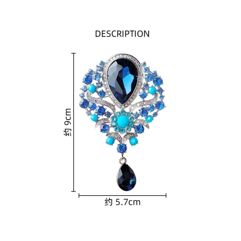 Fashionable Vintage Feng Shui Crystal Brooch, Alloy Inlaid with Rhinestones, Colored Pendant, Brooch, Clothing Accessory