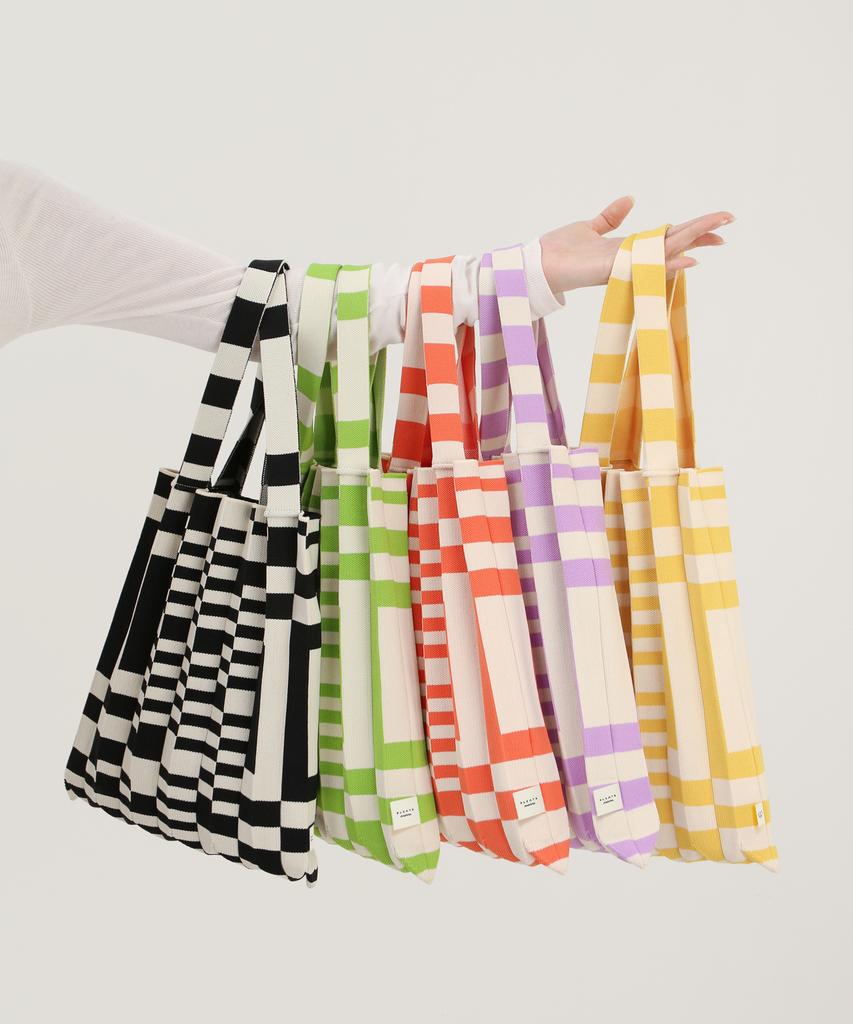Pleatsmama Tote Bag Grid Orange