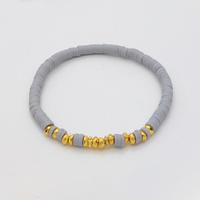 Pulseira Elástica com Contas Heishi Turquesa e Espaçadores Dourados – Joia Boho de Verão, Presente Fresco e Chique para Mulheres