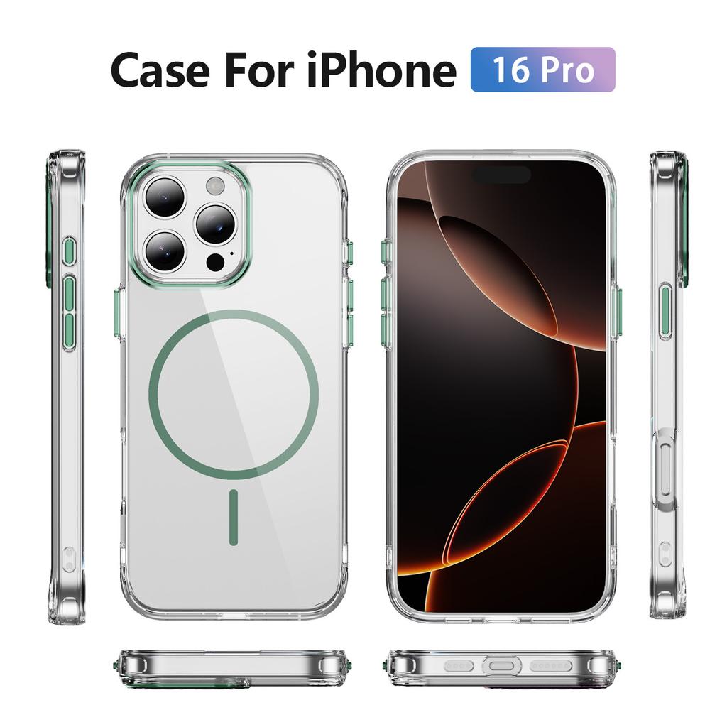 New Phone Case with Drip Oil Fine Magnetic Ring for Apple Phone Case Transparent Ins Wind Proof Fingerprint Magnetic Absorption Transparent Case