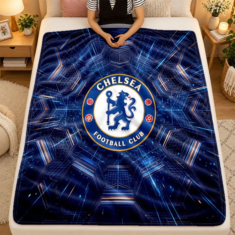 Flannel BlanketChelsea FC Warm Soft Throw Blanket for Indoor Sofa Bed Living Room Use