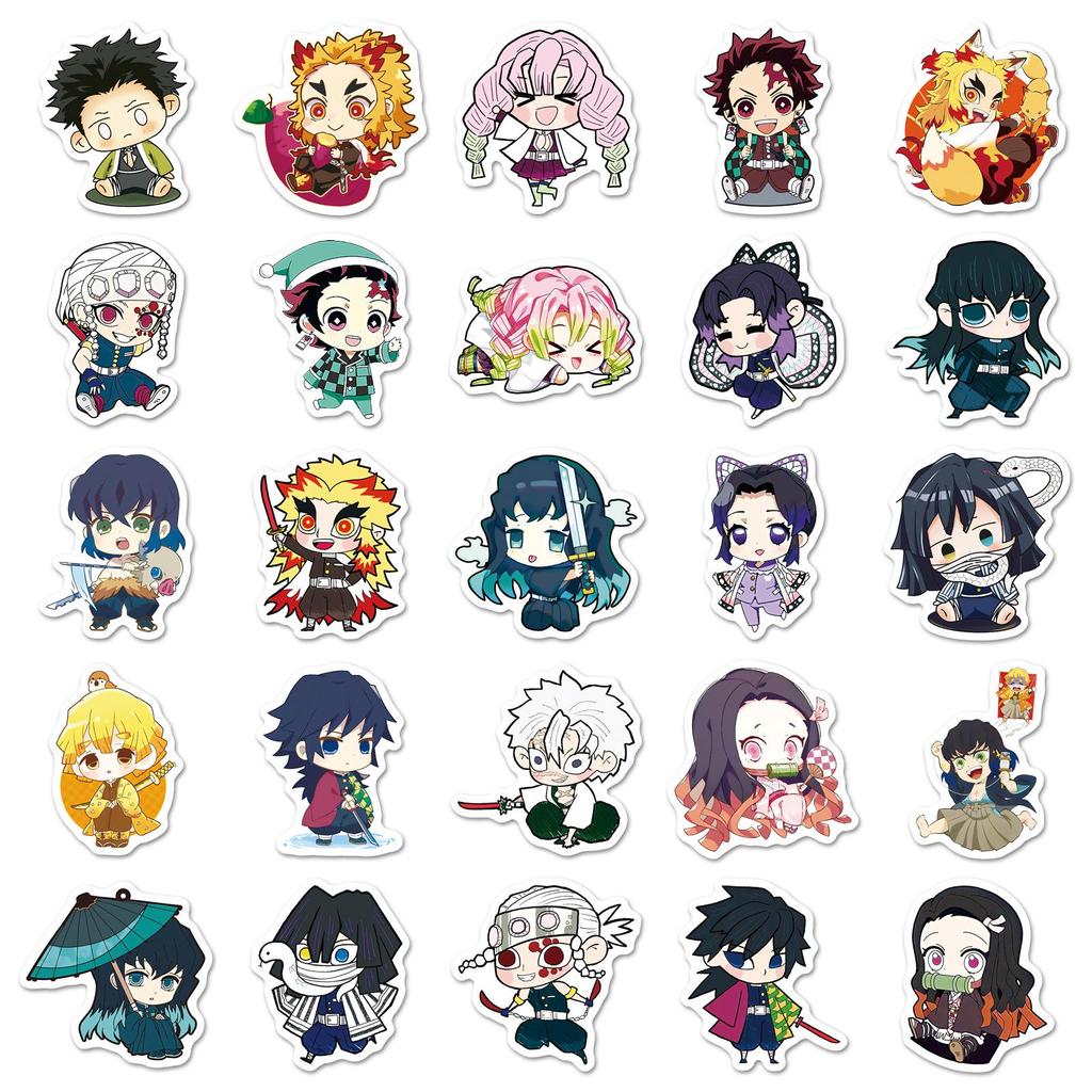 50-Piece Cute Demon Slayer Anime Stickers: Tanjiro & Characters for Journal or Motorcycle Graffiti