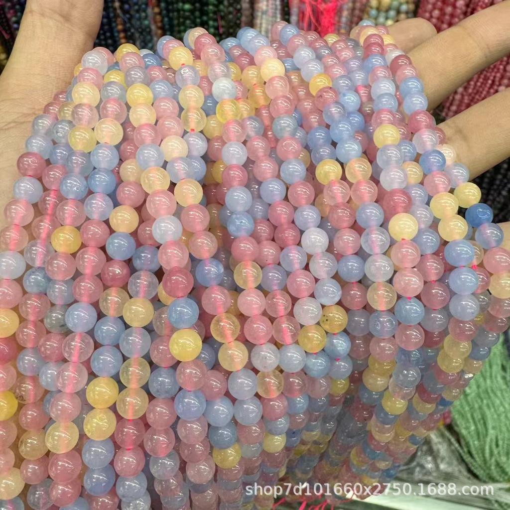 Natural Stone Morganite Transparent Round Beads for DIY Jewelry Accessories, Hot-Selling Semi-Finished Style.