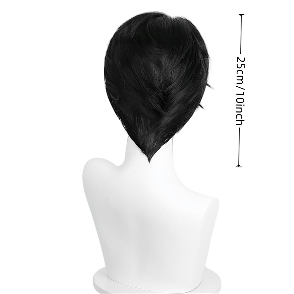 Black Oblique Bangs Anti-upturned Short Hair Synthetic Wig | Animated KPop Demon Hunters Figure Qin Yu Cosplay Wig