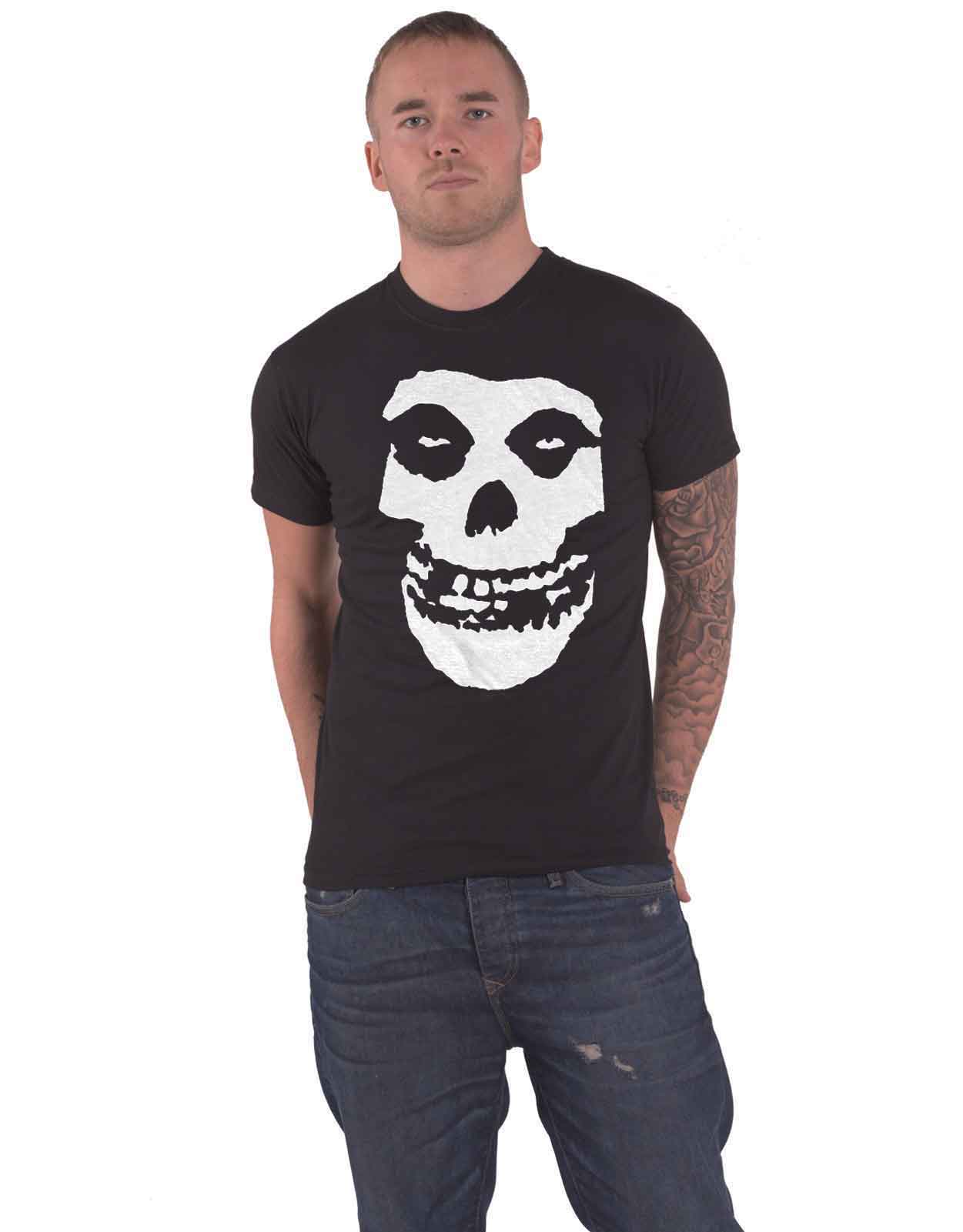 Misfits T Shirt Classic Fiend Skull band logo design Official Mens Black XL
