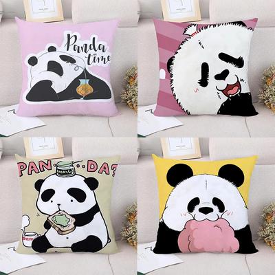 Housse d'oreiller décorative Panda mignon Salon Bureau Maison Housse d'oreiller Ornements de voiture