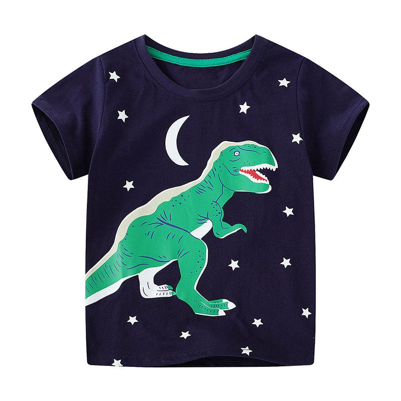 Children's Clothing, Summer Children's Clothing, Boys' Baby T-shirt, Glowing Cartoon Dinosaur Top T-shirt