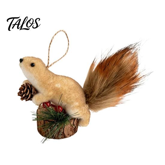 Window Sill Festive Adornments Christmas Squirrel Ornaments for Tree, Cute Felt Plush Woodland with Pine Pastoral Style Party Supplies Cone,